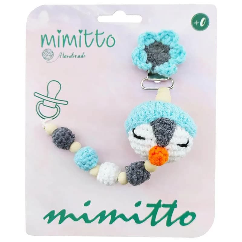 بند پستانک عروسکی بافت آبی Mimitto — تصویر ۲