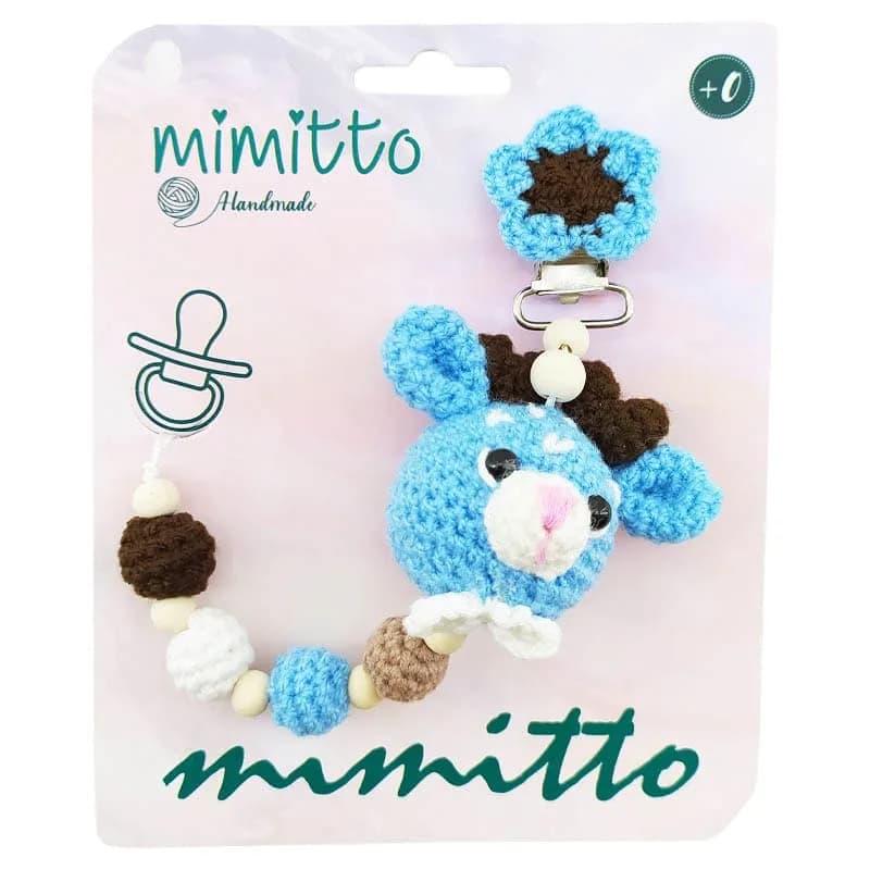 بند پستانک عروسکی بافت آبی Mimitto — تصویر ۳