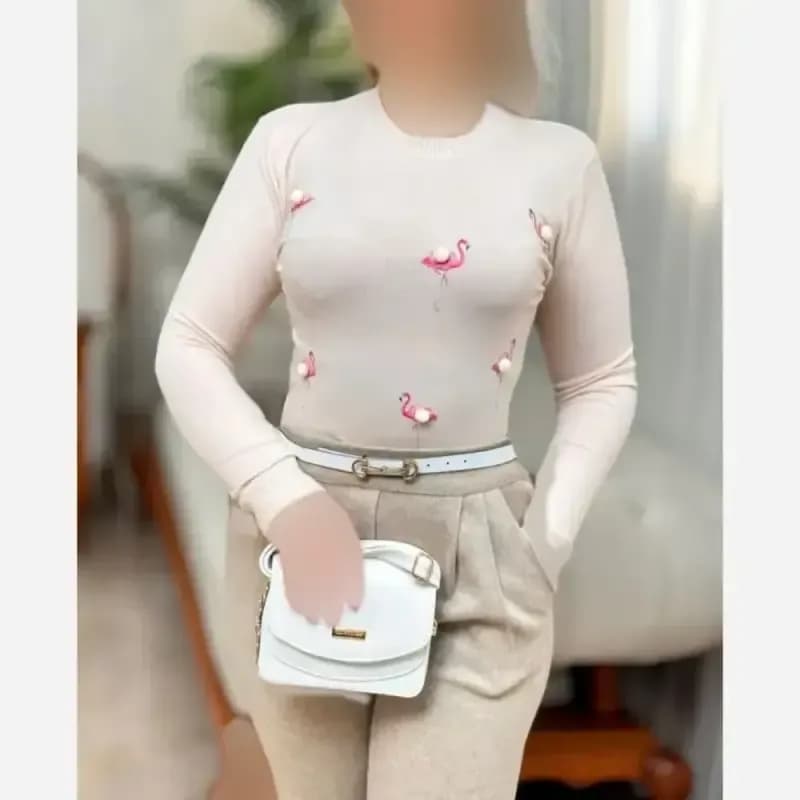 بلوز بافت گپ وارداتی مدل فلامینگو گرم بالا فری سایز — تصویر ۸