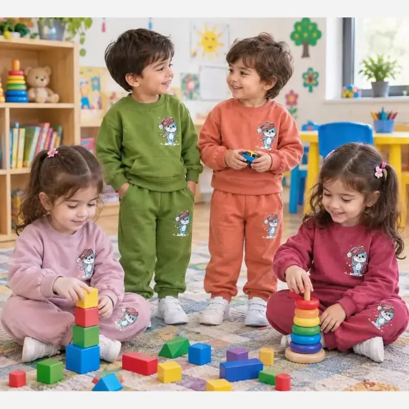 بلوز شلوار دورس بچگانه طرح خرگوش برفی