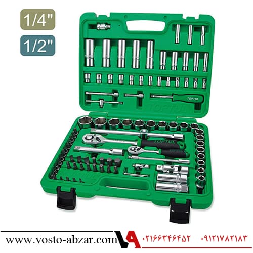 جعبه ابزار سامسونتی 94 پارچه ” 1/4 و ” 1/2 شش پرتاپ تول مدل GCAI094R