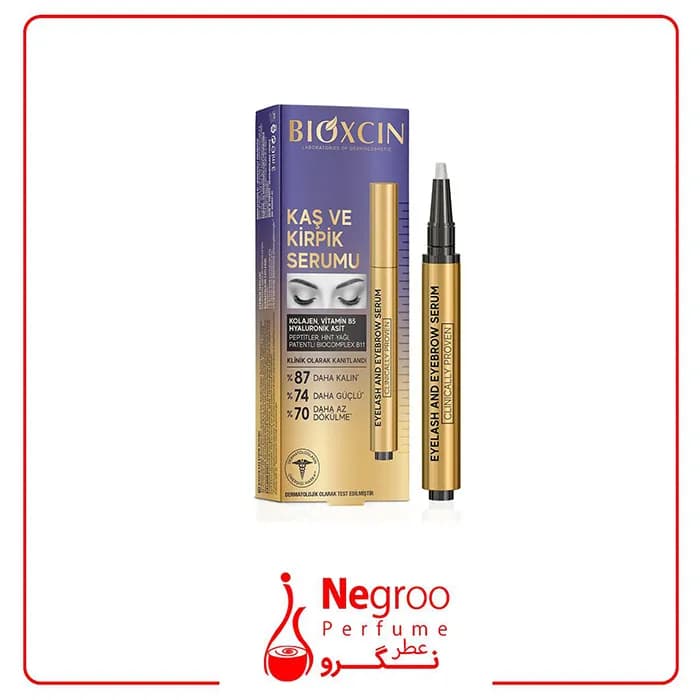 سرم تقویت کننده ابرو و مژه بیوکسین Bioxcin حاوی هیالورونیک اسید حجم ۳ میل/اورجینال
