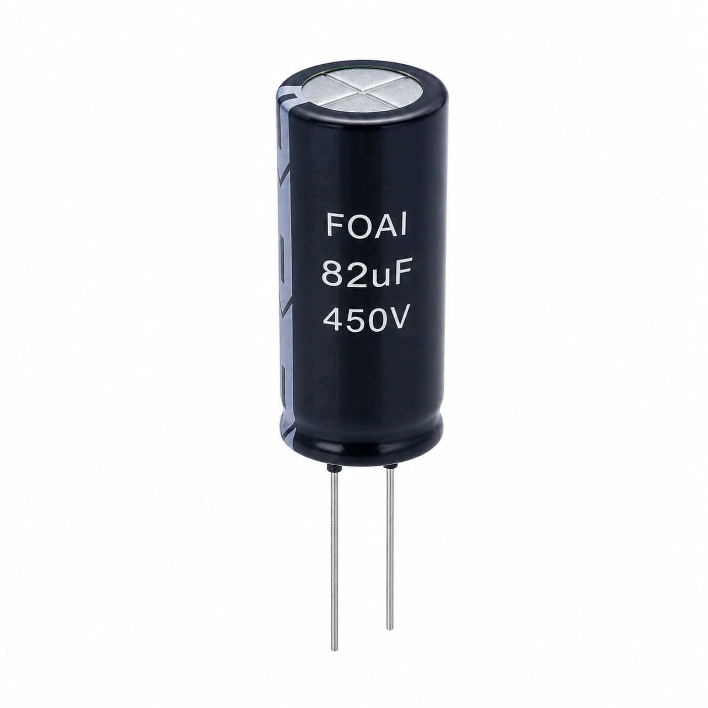 خازن الکترولیتی فوای مدل FOAI 82uF 450V 12.5×40mm