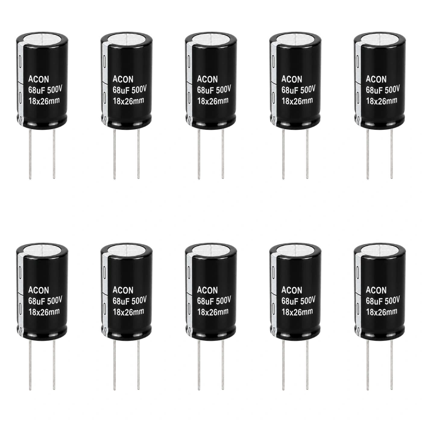 خازن الکترولیتی آکون مدل ACON 68uF 500V 18×26mm — تصویر ۲