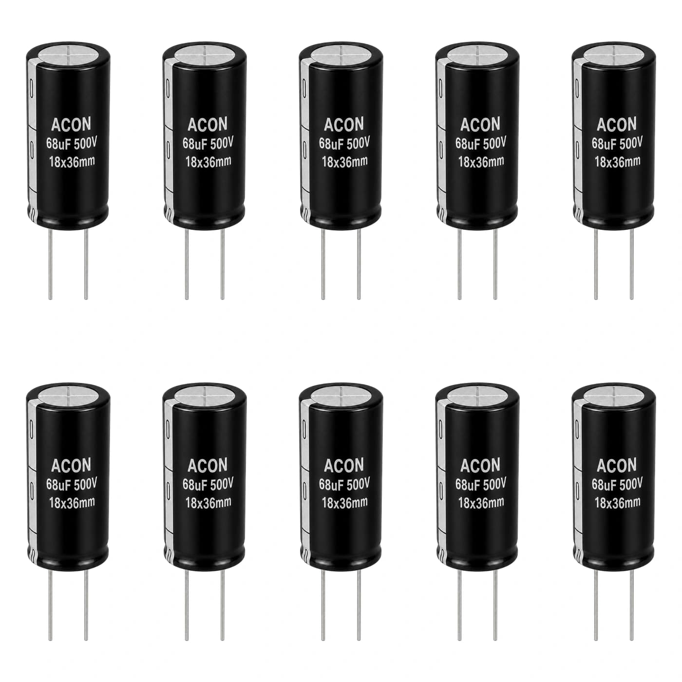 خازن الکترولیتی آکون مدل ACON 68uF 500V 18×36mm — تصویر ۲