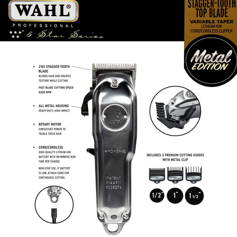 ماشین اصلاح وال مجیک کلیپ متال ادیشن Wahl Cordless Magic Clip Metal Edition 8509 — تصویر ۵