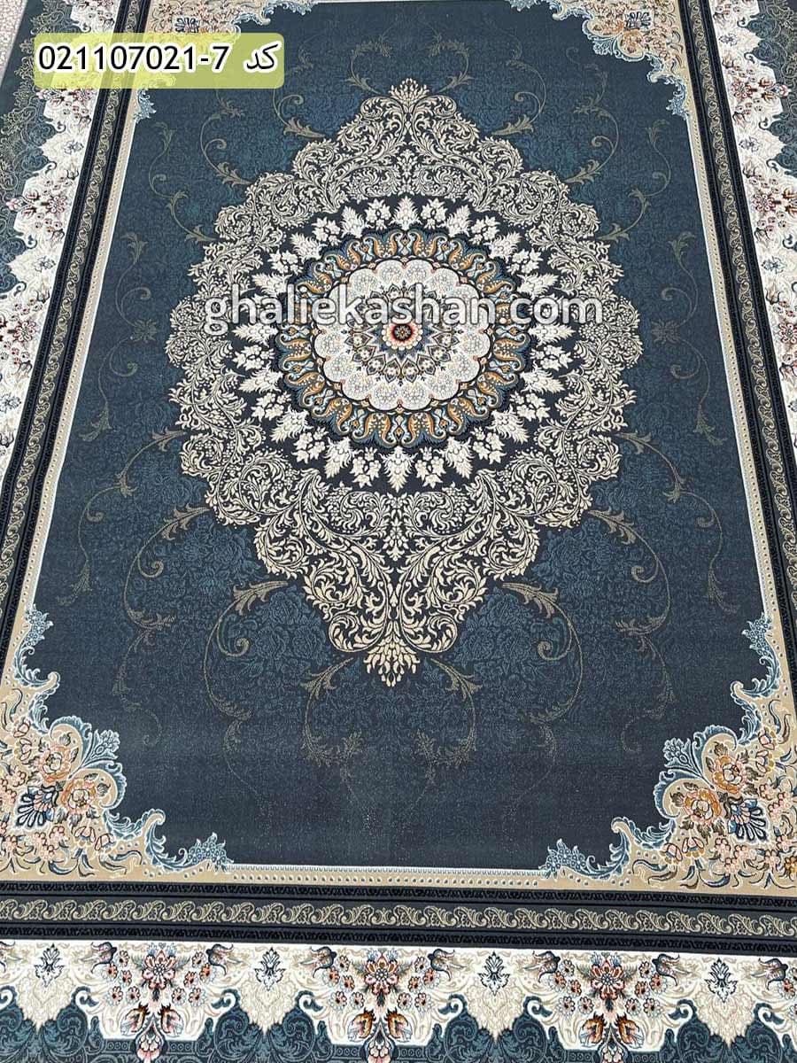 فرش 700 شانه طرح پرشین زمینه دلفینی کاشان — تصویر ۲