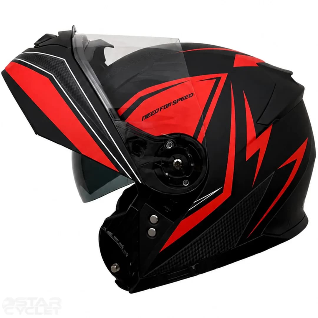 کلاه کاسکت فک متحرک RAPIDO مدل 950MATT BLACK RED 17#B — تصویر ۳