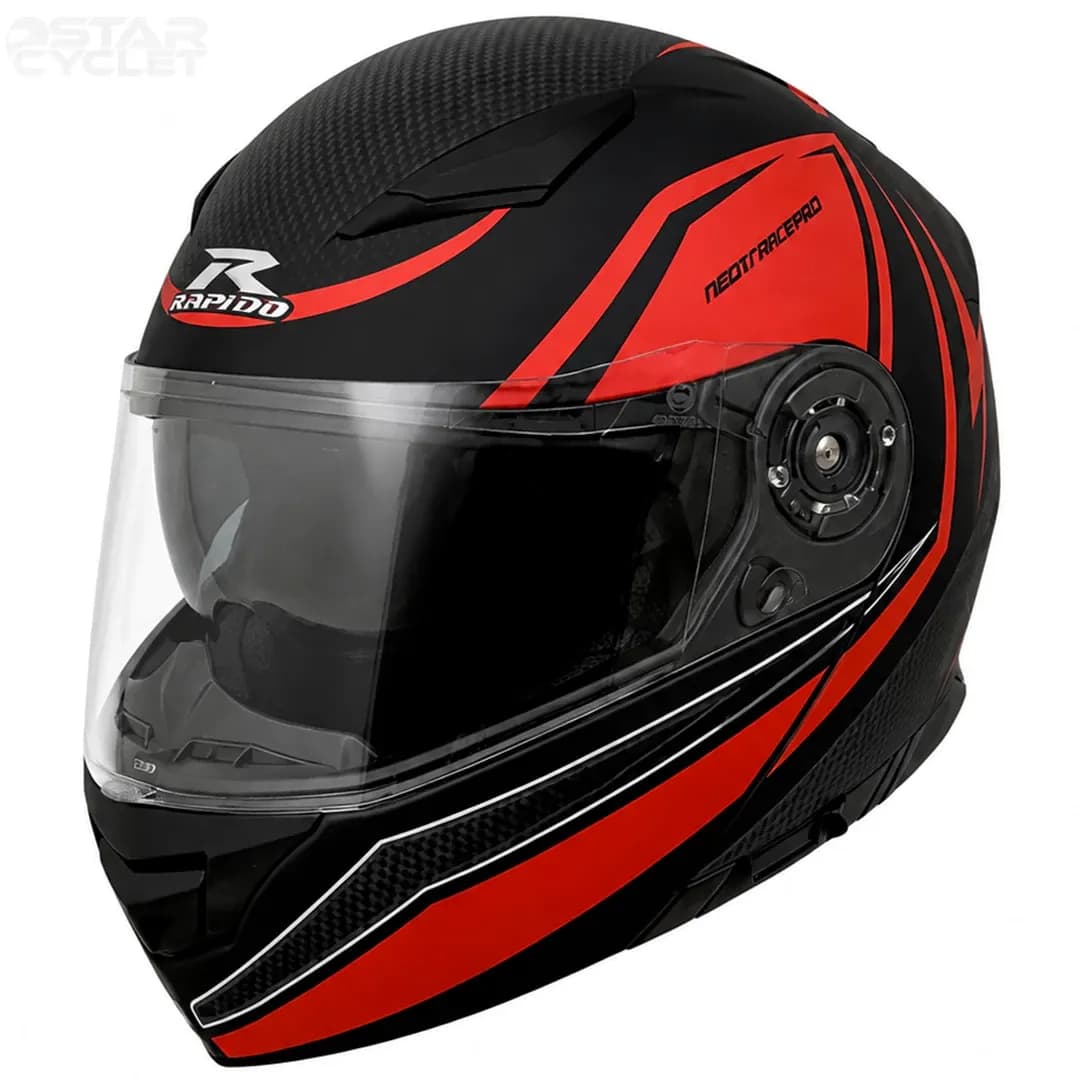 کلاه کاسکت فک متحرک RAPIDO مدل 950MATT BLACK RED 17#B