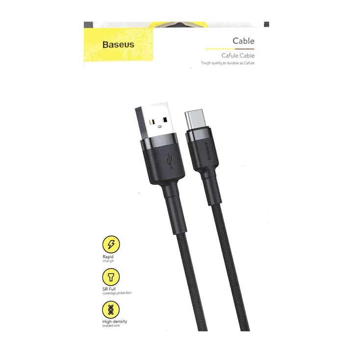 کابل شارژ بیسوس 2 آمپر USB به Type-C مدل Cafule طول 2 متر — تصویر ۲