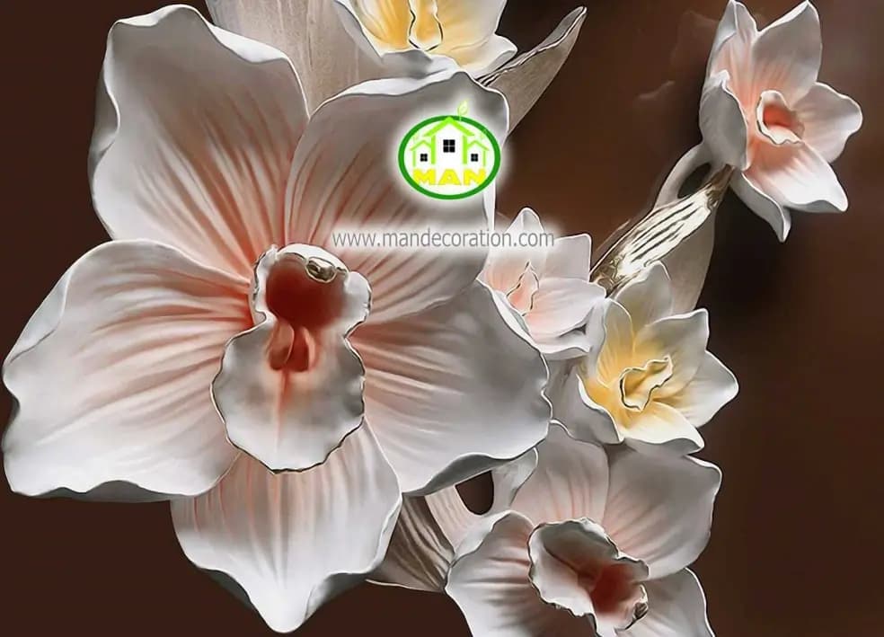 پوستردیواری گچبری گلهای صورتی 12053