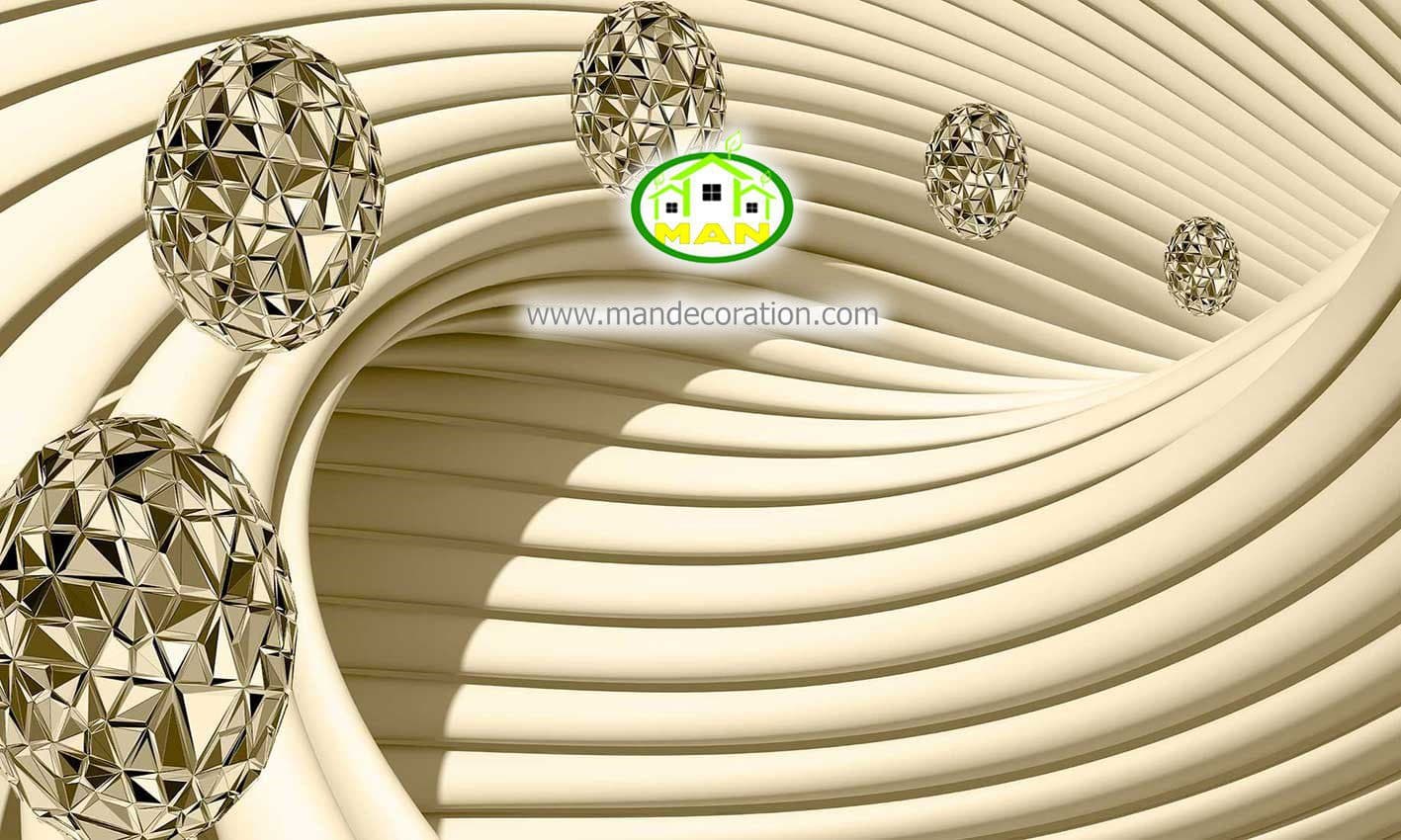 پوستردیواری توپ سه بعدی طلایی کد v12213