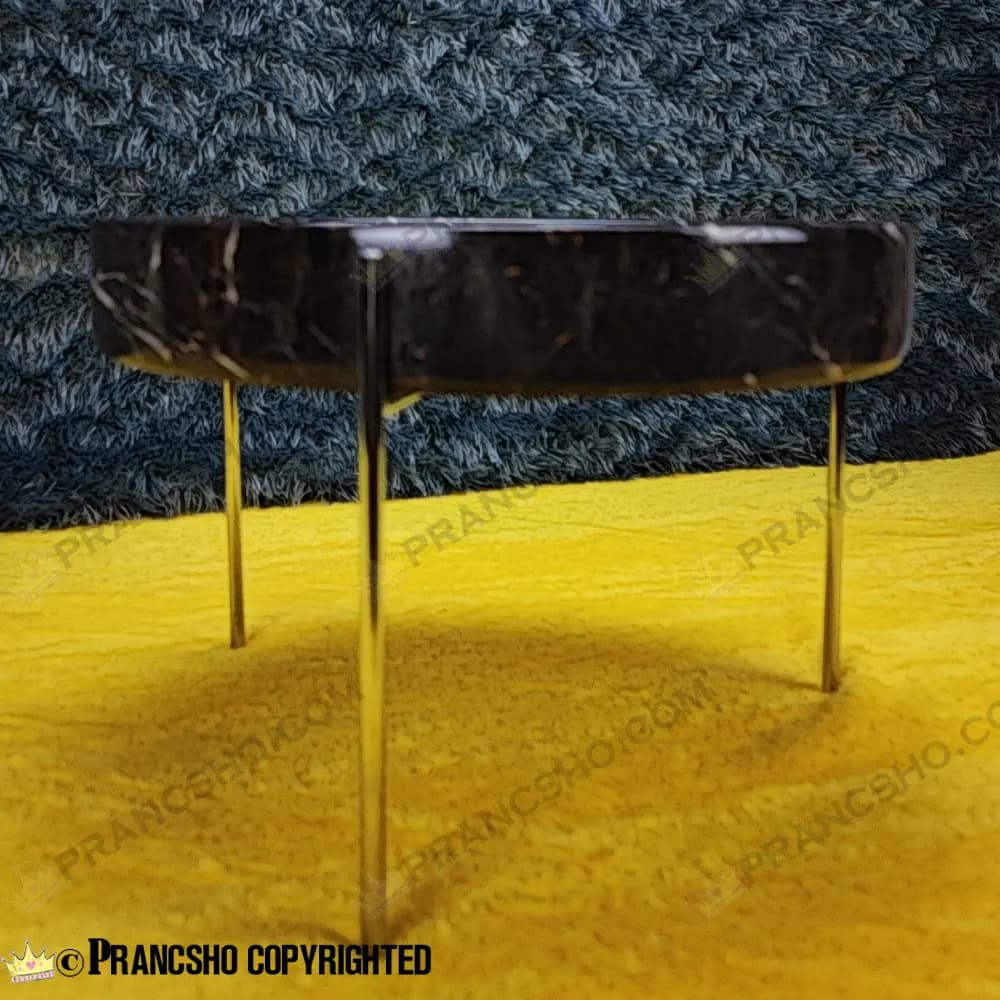 میوه خوری سنگی پایه میخی نقرهای سنگ مشکی خط سفید — تصویر ۴
