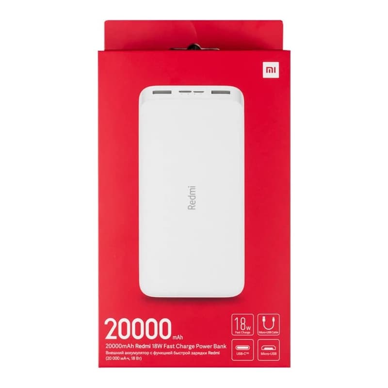 پاوربانک شیائومی مدل Redmi ظرفیت 20000 میلی آمپرساعت به همراه کابل تبدیل micro — تصویر ۲