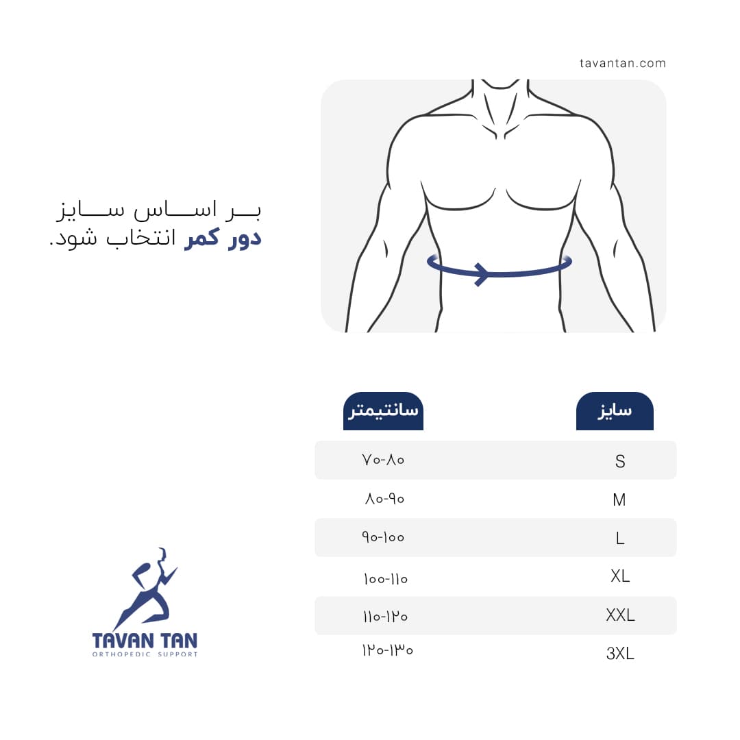 کمربند طبی آتلدار توان تن خزر مدل BA018 — تصویر ۴