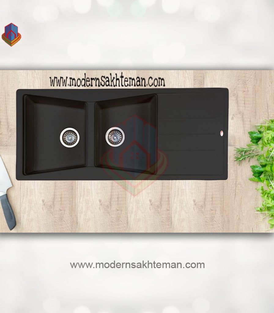 سینک گرانیتی دو لگن شاین کد 520 — تصویر ۳