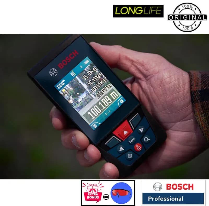 متر لیزری بوش مدل دوربین دار GLM 150-27 C professional Extra Red glass برد 150 متر — تصویر ۷