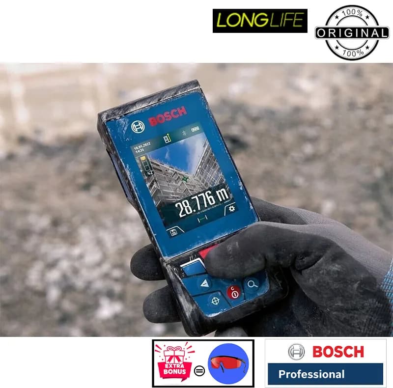 متر لیزری بوش مدل دوربین دار GLM 150-27 C professional Extra Red glass برد 150 متر — تصویر ۸