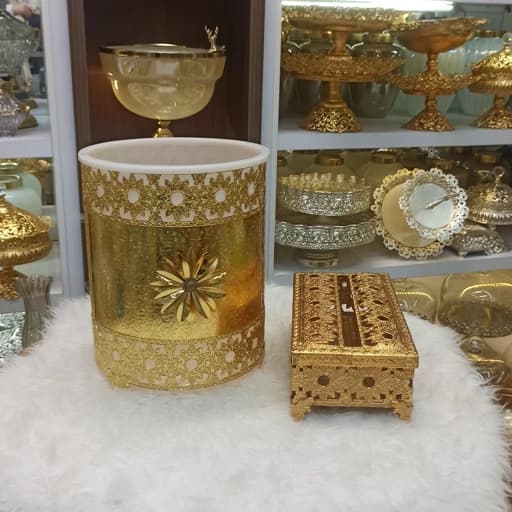 سطل و جا دستمال کاغذی پیوتر نگین دار کامنا مدل 13144995