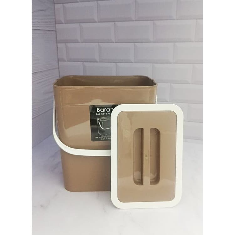 سطل کابینتی برند باران دسته دار درب دار ترکیب رنگ موکا و سفید کامنا مدل 13144980 — تصویر ۳