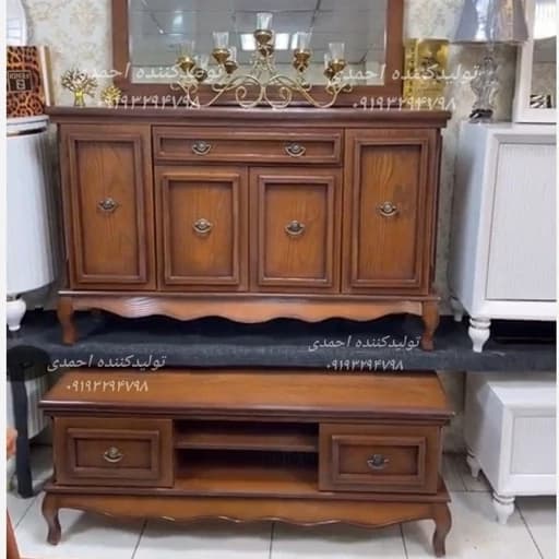 آینه کنسول ست میزتلویزیون مدرن فندقی کامنا مدل 13153253