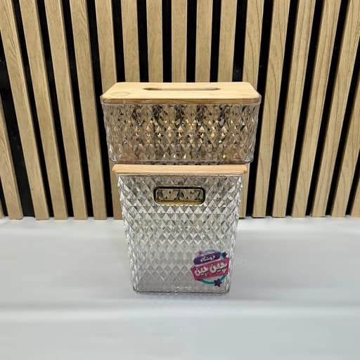 جا دستمال کاغذی و سطل کریستالی کامنا مدل 13144914