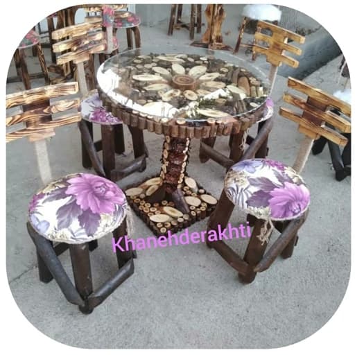 میز ناهار خوری چوبی نهارخوری روستیک میز غذاخوری جنگلی سنتی کامنا مدل 13153108