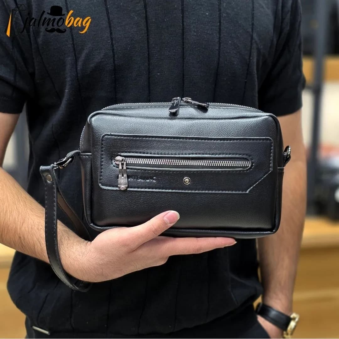 کیف دستی دوشی پاسپورتی مونت بلانک چرم خارجی درجه یک — تصویر ۳