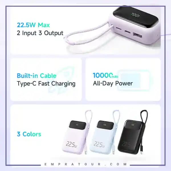 پاوربانک 22.5 وات 10000 همراه با کابل تایپ سی مک دودو MC-3243 — تصویر ۵