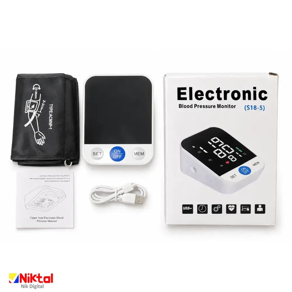 فشارسنج دیجیتال بازویی Intellective مدل S18-5 | با قابلیت اندازه‌گیری فشار خون و ضربان قلب — تصویر ۲