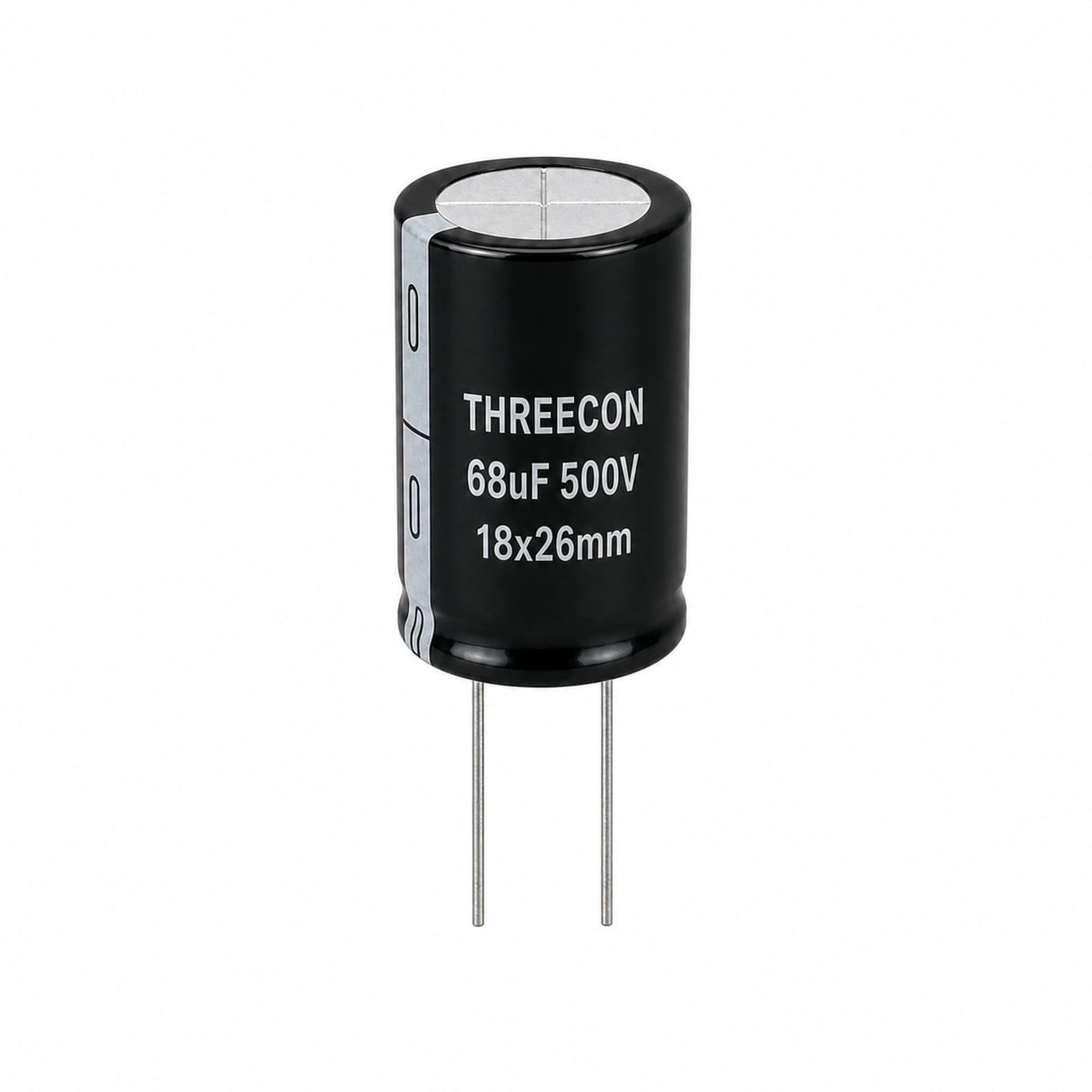 خازن الکترولیتی تری‌کان مدل THREECON 68uF 500V 18×26mm