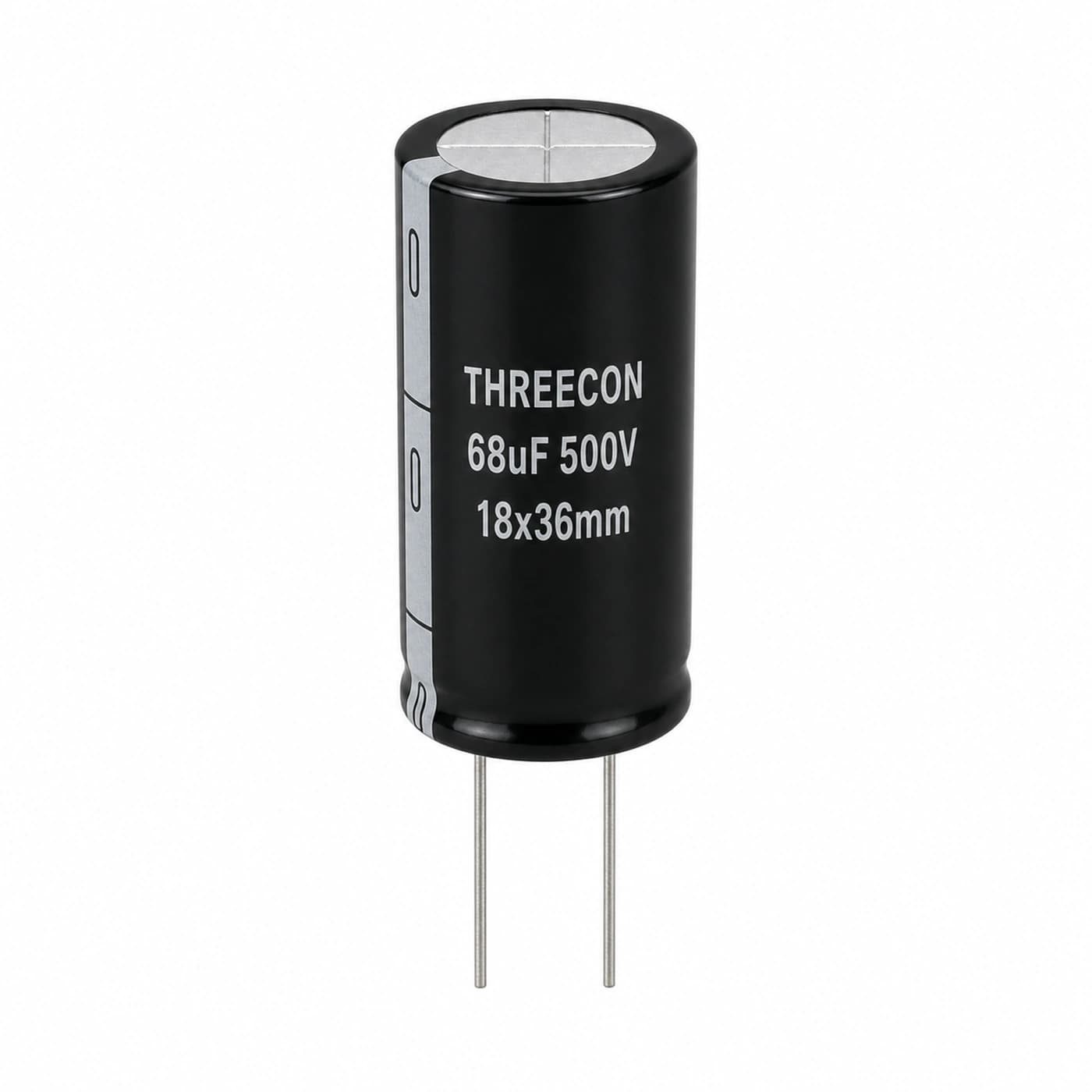 خازن الکترولیتی تریکان مدل THREECON 68uF 500V 18×36mm