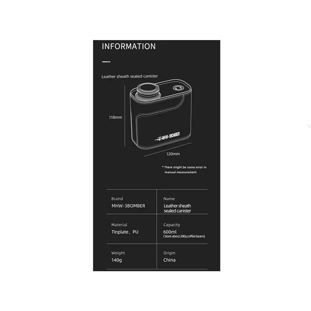 ظرف نگهداری قهوه بمبر مدل Leather Sheath Sealed Canister — تصویر ۳