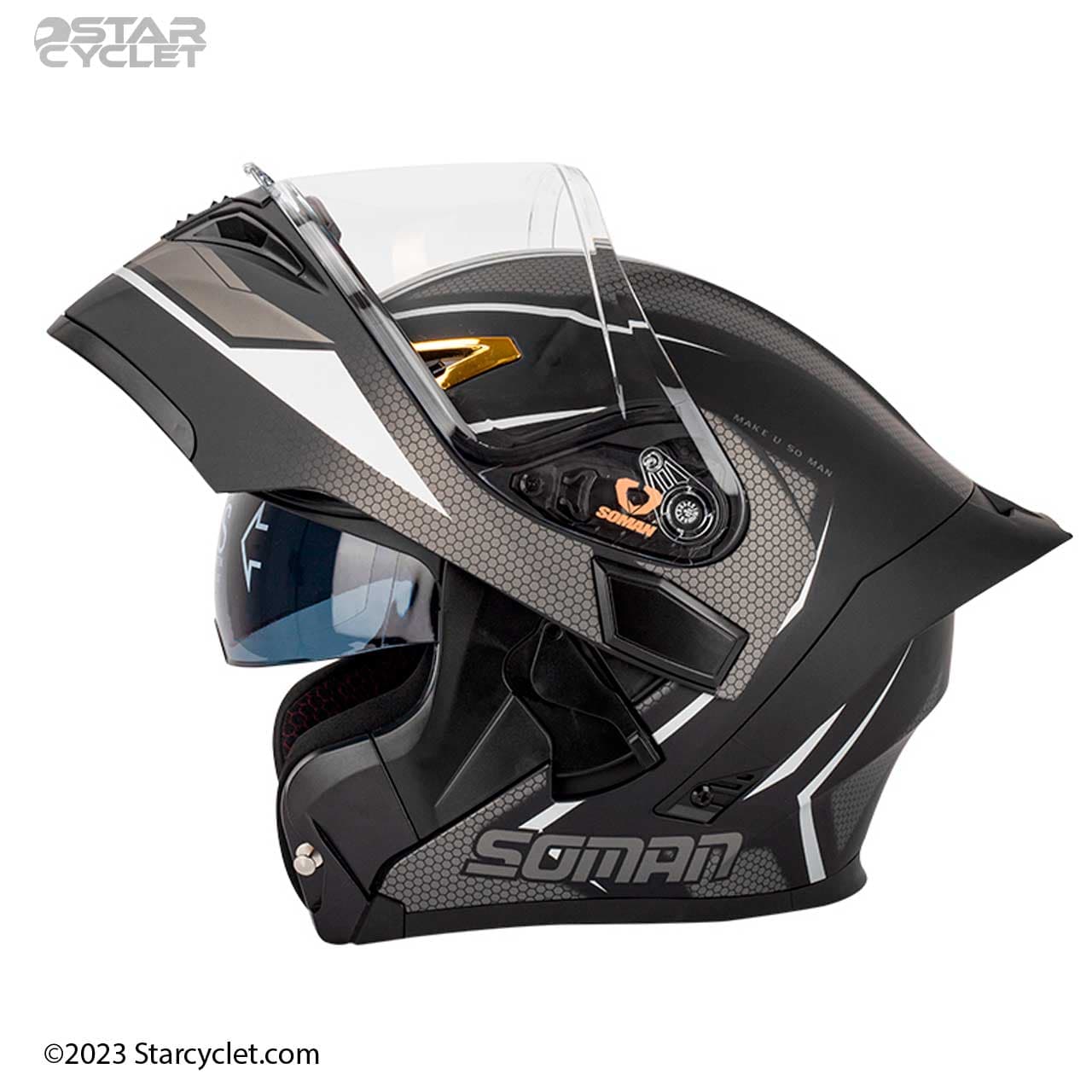 کلاه کاسکت فک متحرک سومان مدل 955 BLACK-GRAY-TRAJECTORI — تصویر ۴
