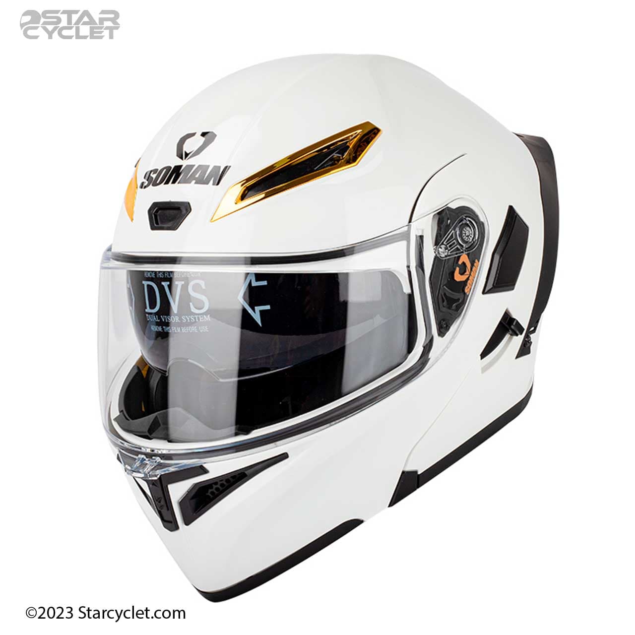 کلاه کاسکت فک متحرک سومان مدل 955 UNICOLOUR-WHITE — تصویر ۲