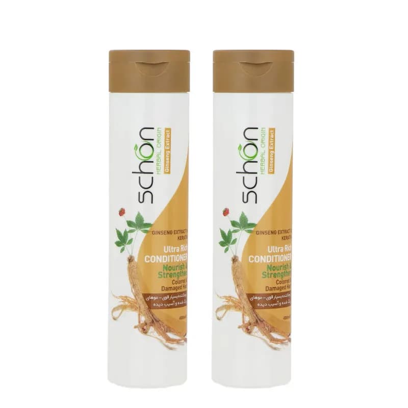 شامپو نرمکننده، ترمیمکننده و تقویتکننده مو شون مدل keratin And Ginseng Extract، حاوی عصاره جینسینگ و کراتین، مناسب انواع مو، حجم 400 میلیلیتر، مجموعه 2 عددی