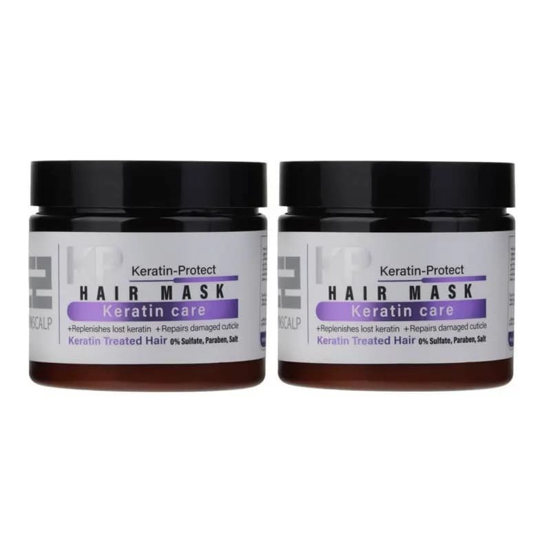 ماسک مو ساین اسکالپ مدل KP-Care مناسب موهای کراتین شده سازگار با انواع مو حجم 380 میلی لیتر مجموعه 2 عددی