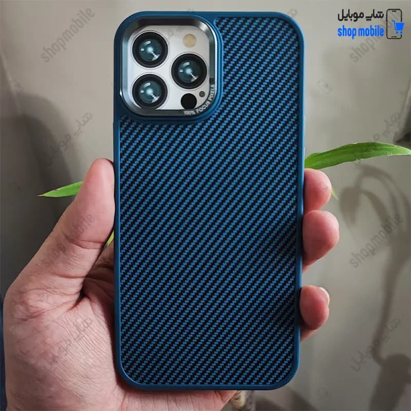 قاب گوشی آیفون 13 پرو مکس (کاور اورجینال Fashion Case طرح پیکسلی رنگ مشکی و سبزآبی)