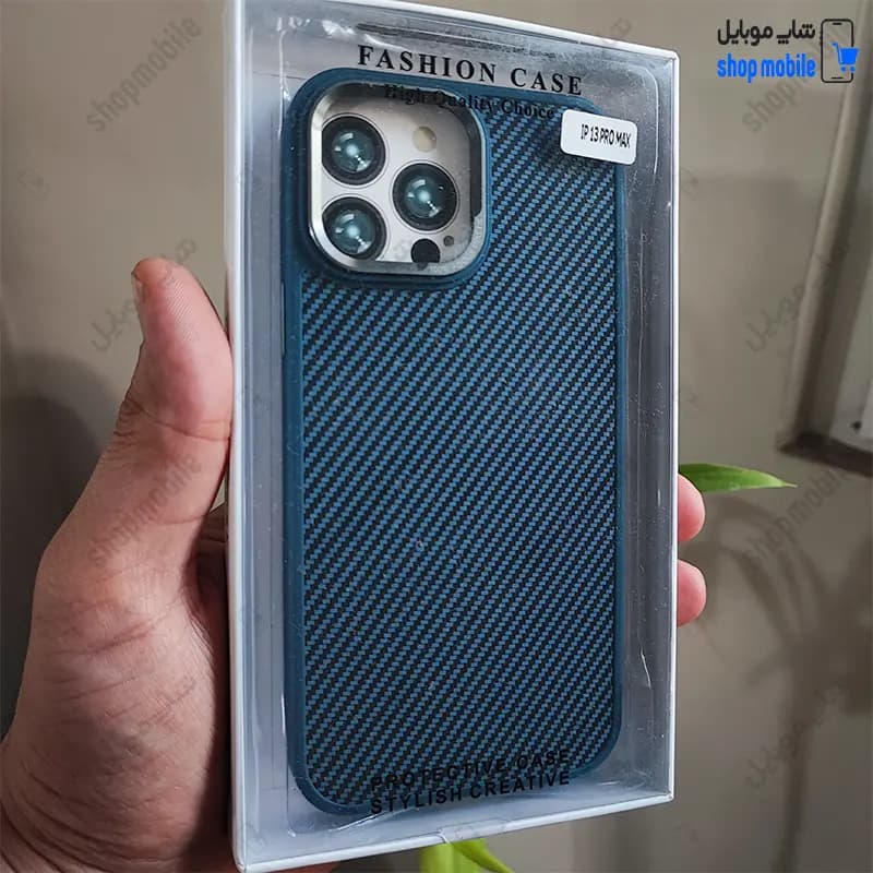 قاب گوشی آیفون 13 پرو مکس (کاور اورجینال Fashion Case طرح پیکسلی رنگ مشکی و سبزآبی) — تصویر ۲