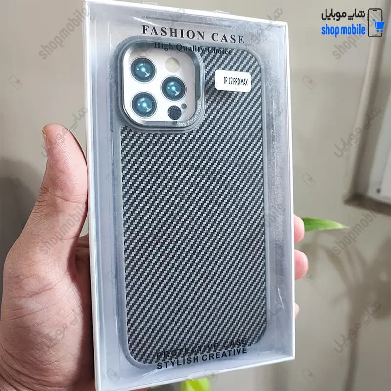 قاب گوشی آیفون 13 پرو مکس (کاور اورجینال Fashion Case طرح پیکسلی رنگ مشکی و طوسی) — تصویر ۲