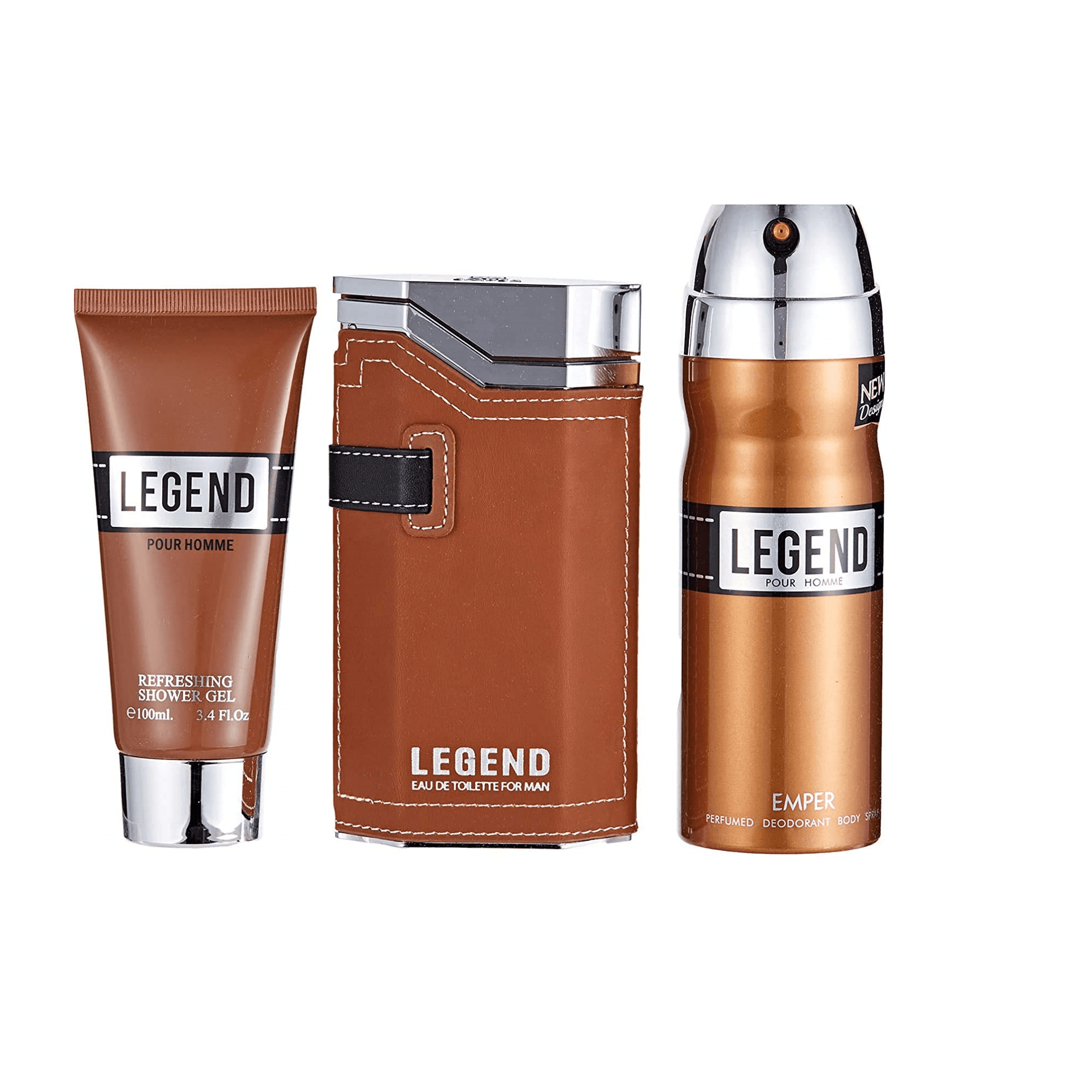 ست ادو تویلت مردانه امپر مدل لجند قهوه ای Legend Brown حجم ۱۰۰ میلی لیتر | Legend Brown Eau De Toilette Gift Set For Men 100 ml