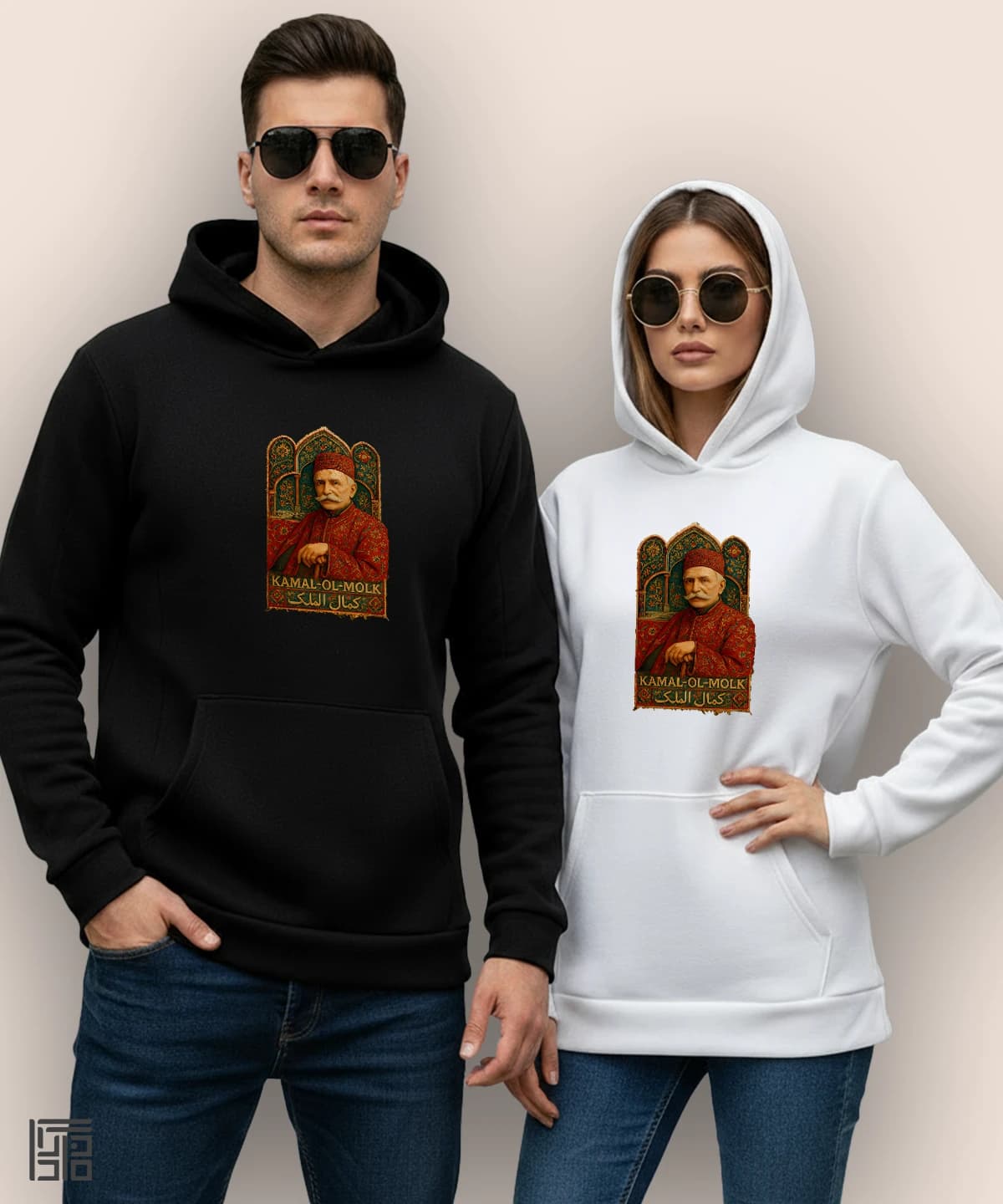 هودی مردانه و زنانه طرح کمال الملک تلفیق با هنر فرش ایرانی — تصویر ۳