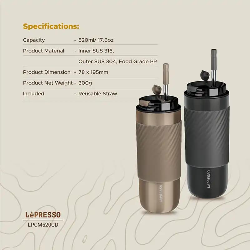 تراول ماگ حرارتی لپرسو مدل Lepresso Thermal Tumbler With Infusion Filter — تصویر ۳