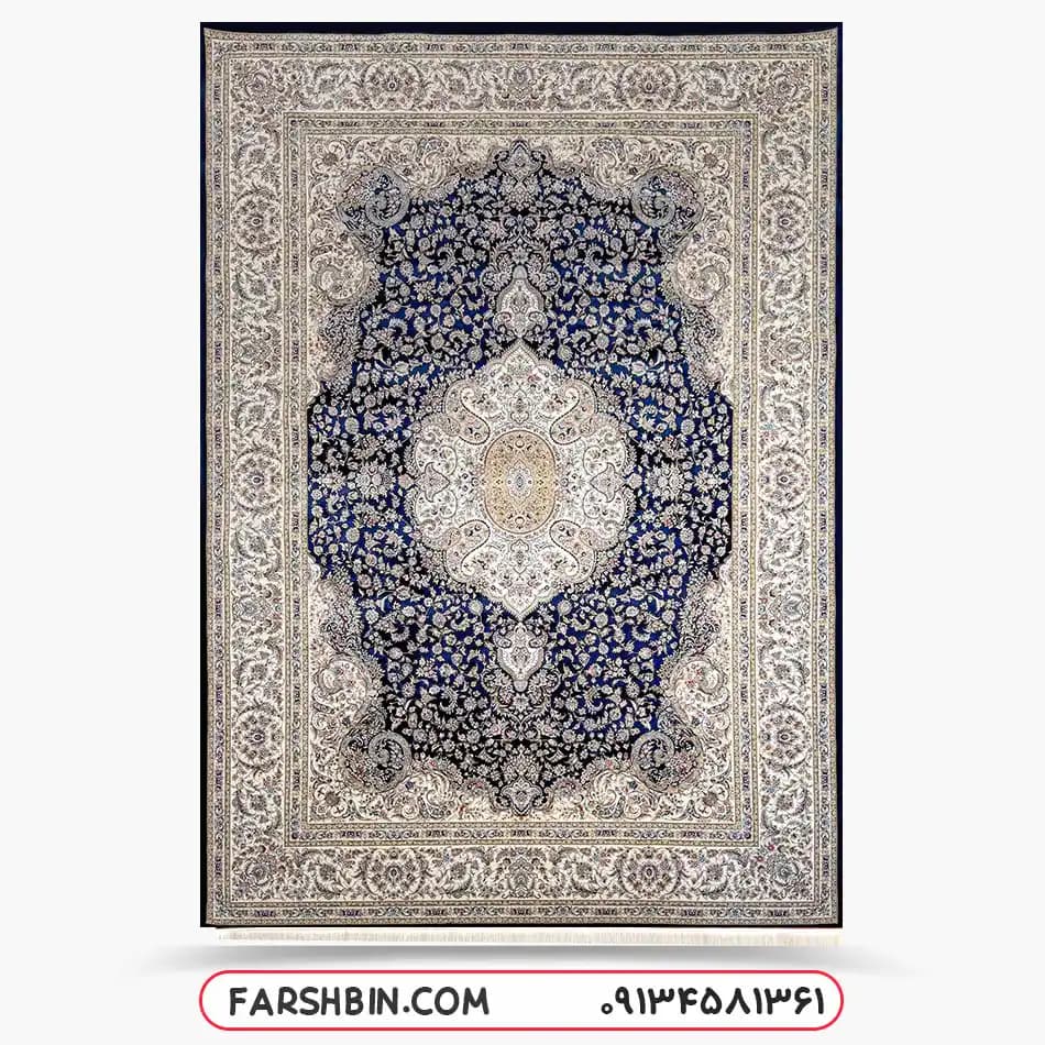 فرش طرح دستبافت گونه سرمه ای 1500 شانه کد 753