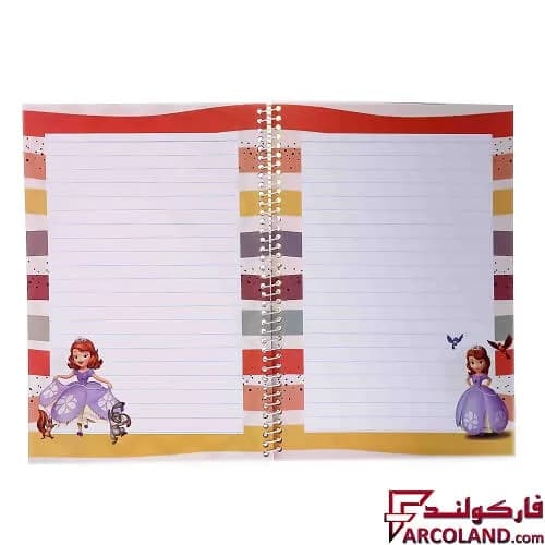 دفتر خط دار سیمی 40 برگ حاشیه دار جلد مقوایی مدل فانتزی دخترانه (فنری مشق) — تصویر ۲