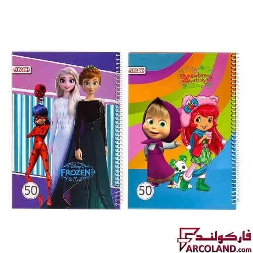دفتر خط دار سیمی 40 برگ حاشیه دار جلد مقوایی مدل فانتزی دخترانه (فنری مشق) — تصویر ۸
