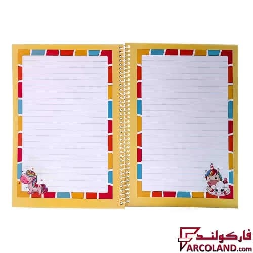 دفتر خط دار سیمی 80 برگ حاشیه دار جلد طلقی مدل فانتزی دخترانه (فنری مشق) — تصویر ۶