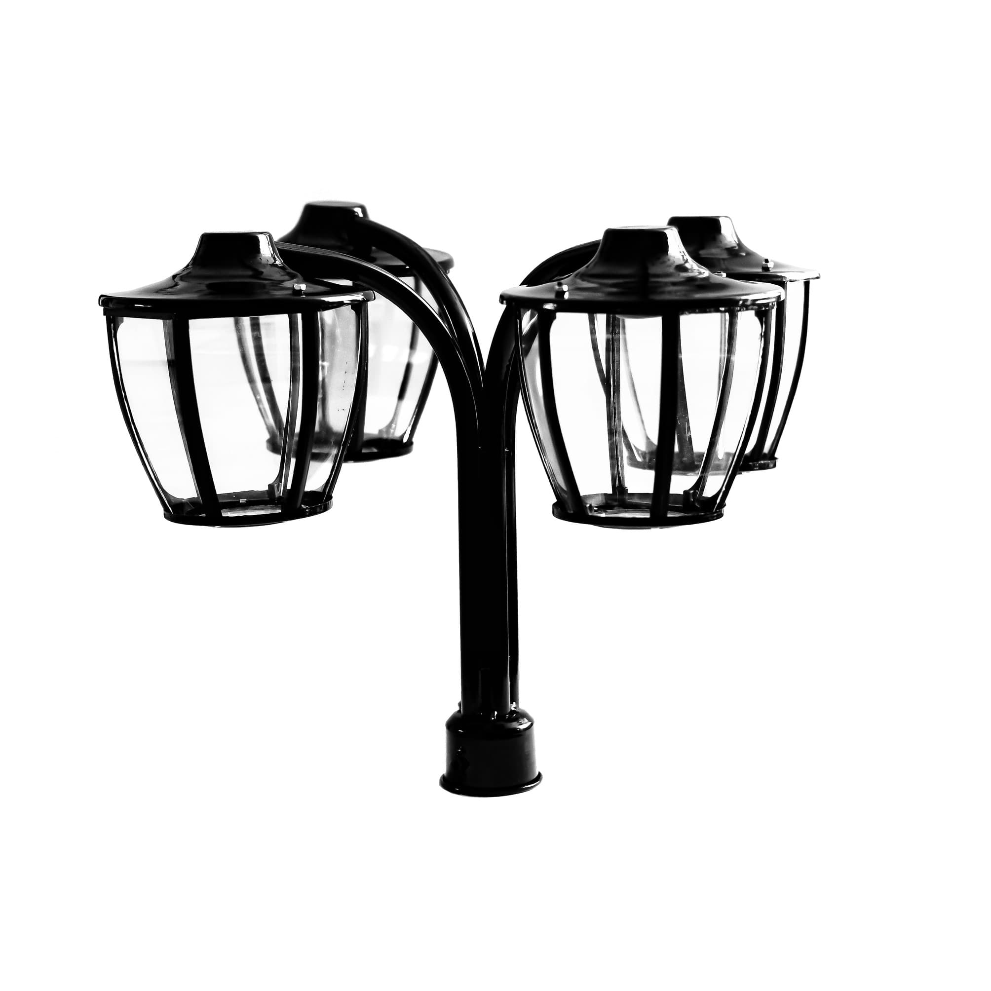 چراغ حیاطی و پارکی سرلوله چهارشاخه فلزی مدل P-4JC — تصویر ۲