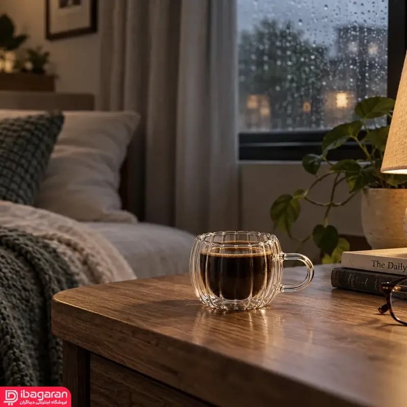 ماگ شیشه ای دوجداره شیاردار ۱۰۰ میلی لیتر — تصویر ۵
