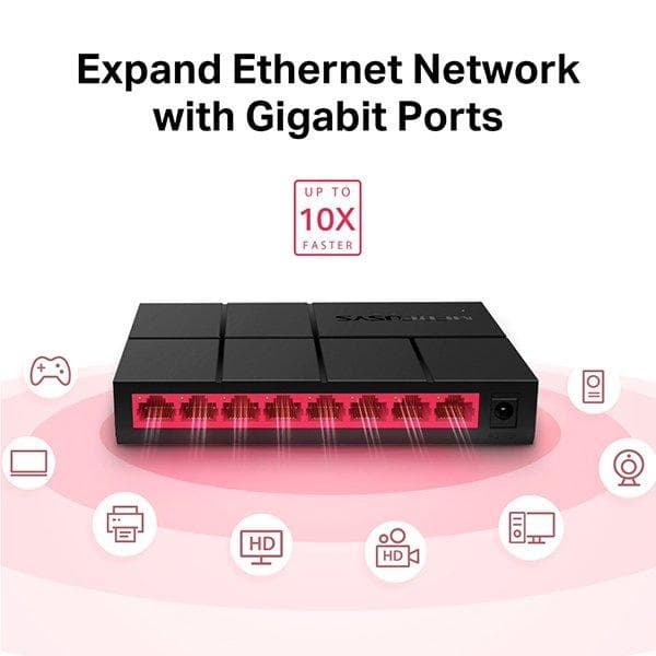 سوئیچ 8 پورت گیگابیت و دسکتاپ 10/100/1000Mbps مرکوسیس مدل MS108G — تصویر ۴